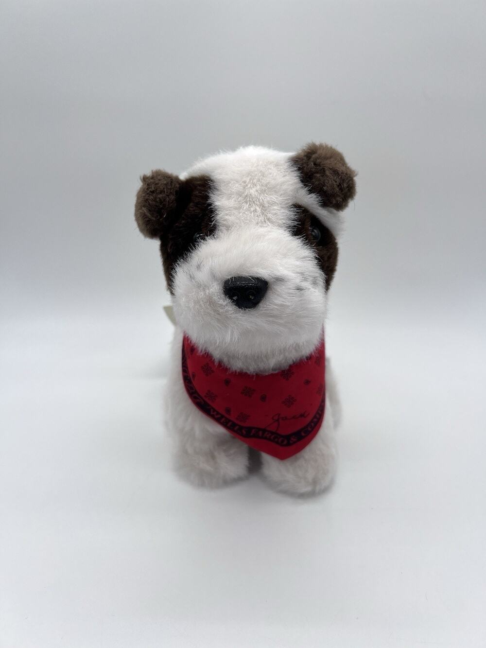 Wells Fargo Plush Puppy Dog Jack Russell Terrier Red Bandana Stuffed Toy 7.5